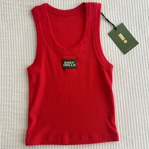 Daily Drills Logo Ribbed Tank in Heart size XS/S